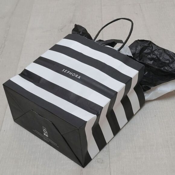 🖤🤍 SEPHORA Empty Black White Striped Paper Shopping Gift Bag with Tissues - Picture 3 of 9